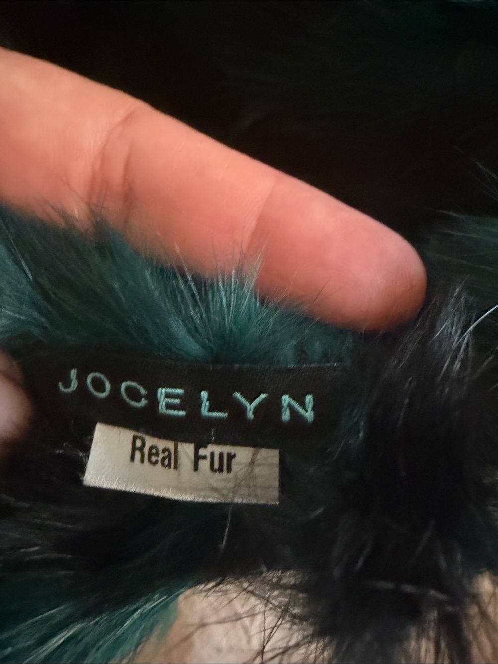 Teal Rabbit Fur Scarf - Picture 3 of 5